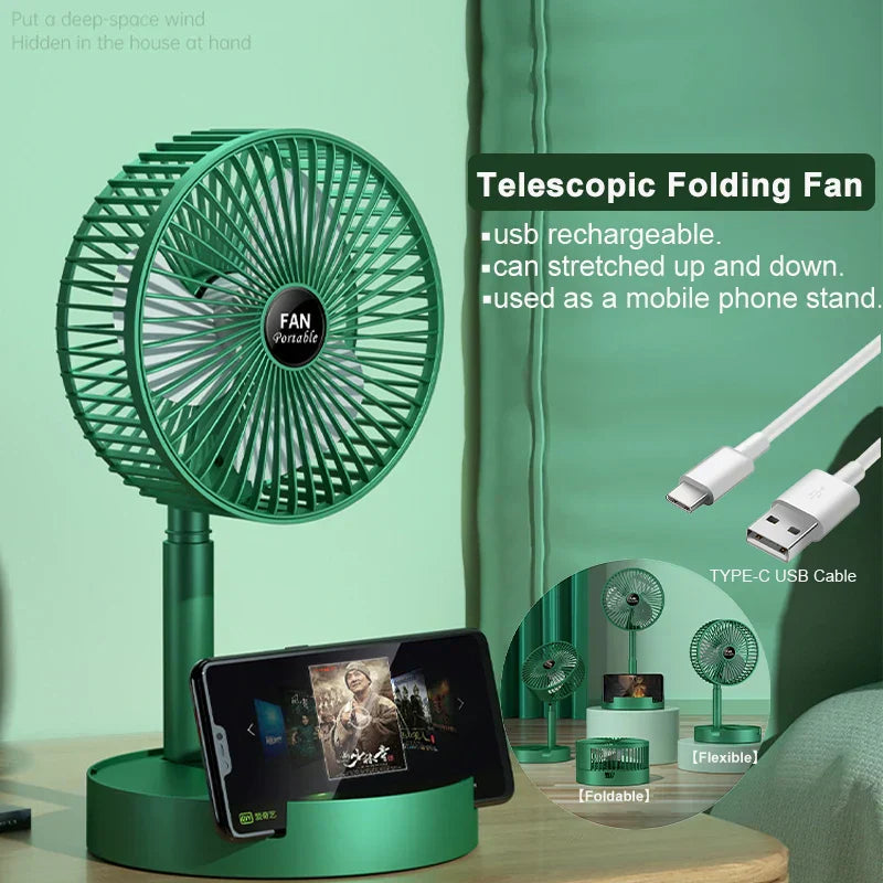 USB Rechargeable Fan Portable Electric Mini Fan Foldable Telescopic Fan